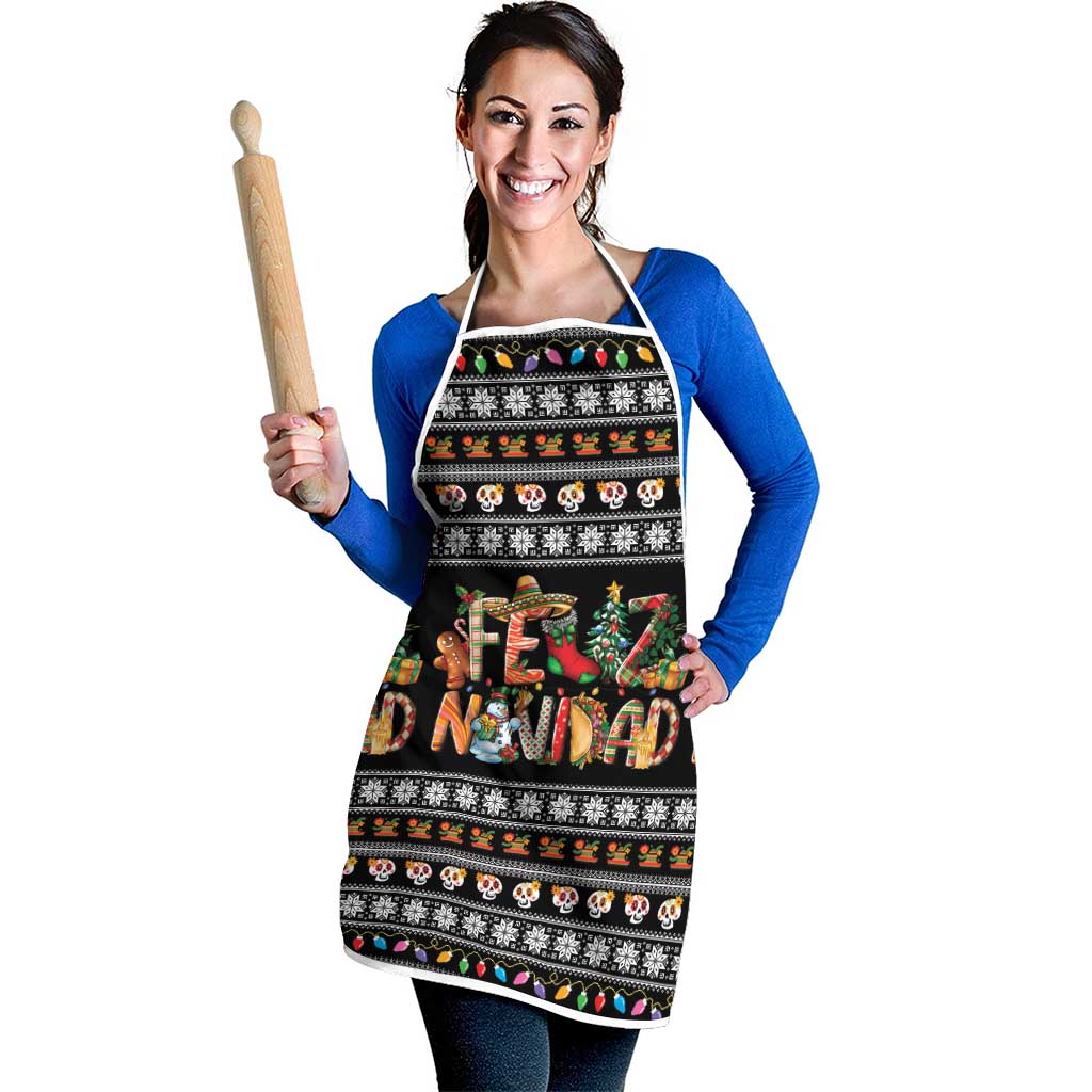 Mexican Sumbrero and Snowman Christmas Apron Feliz Navidad Mexico - Wonder Print Shop