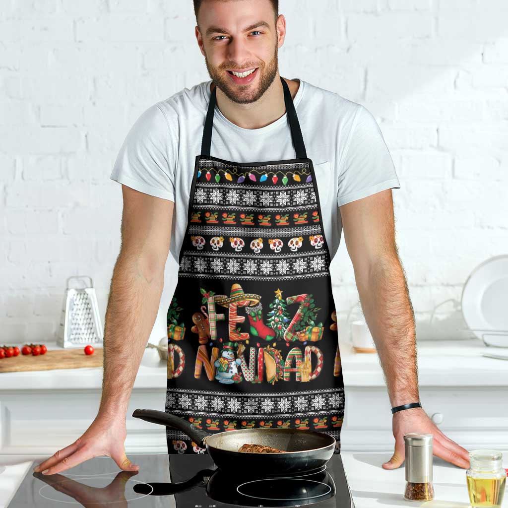Mexican Sumbrero and Snowman Christmas Apron Feliz Navidad Mexico - Wonder Print Shop