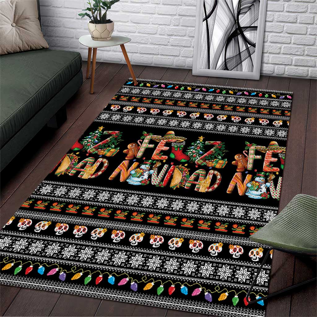 Mexican Sumbrero and Snowman Christmas Area Rug Feliz Navidad Mexico - Wonder Print Shop