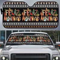 Mexican Sumbrero and Snowman Christmas Auto Sun Shade Feliz Navidad Mexico - Wonder Print Shop