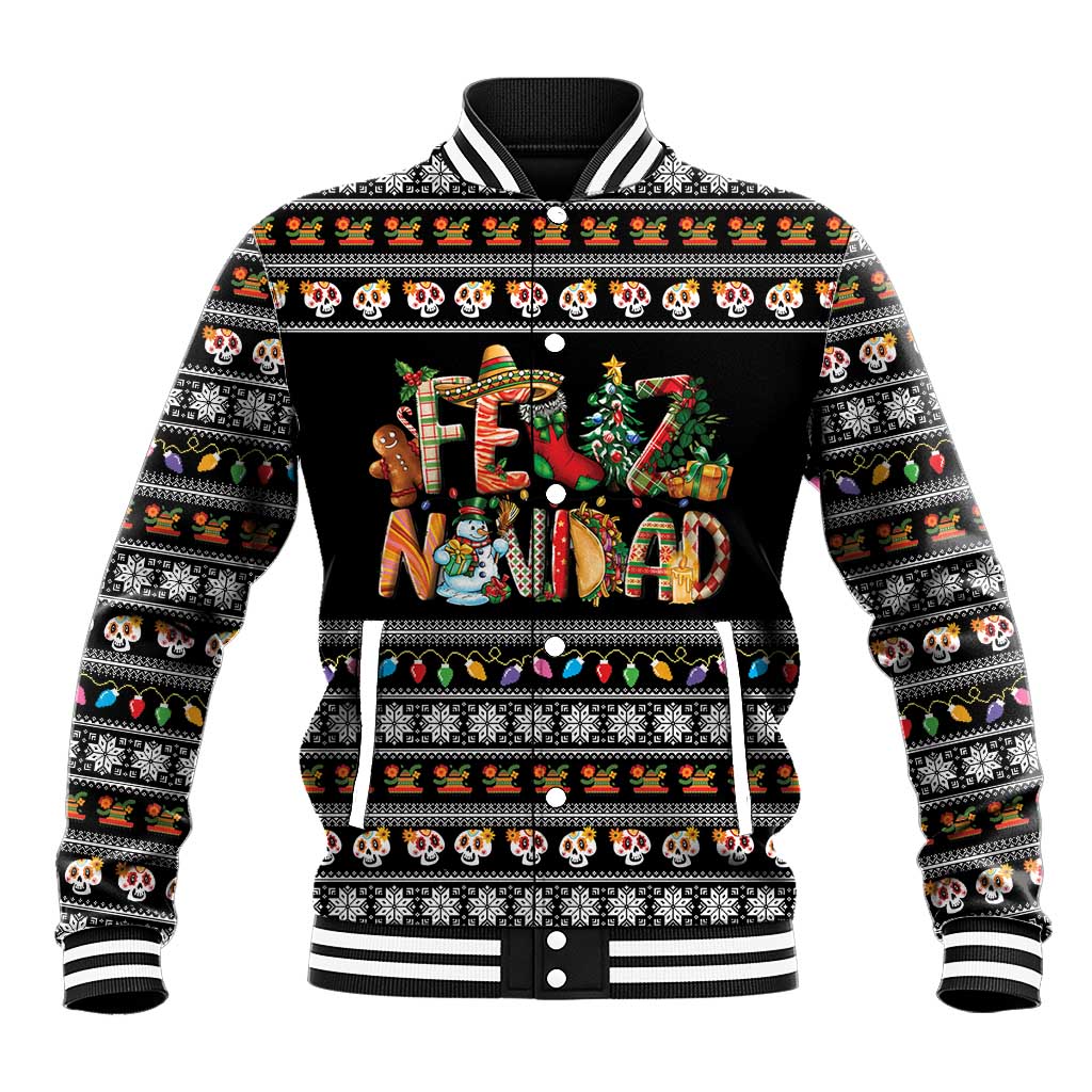 Mexican Sumbrero and Snowman Christmas Baseball Jacket Feliz Navidad Mexico - Wonder Print Shop