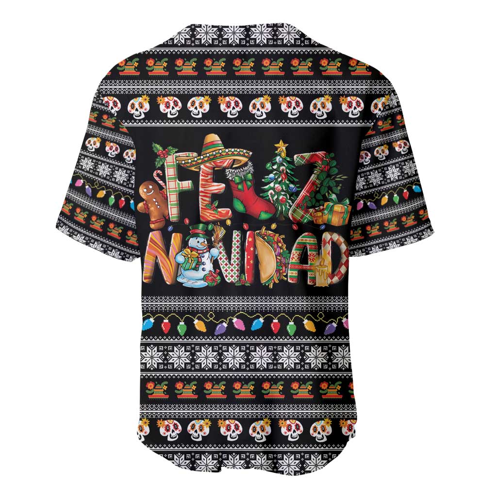 Mexican Sumbrero and Snowman Christmas Baseball Jersey Feliz Navidad Mexico - Wonder Print Shop