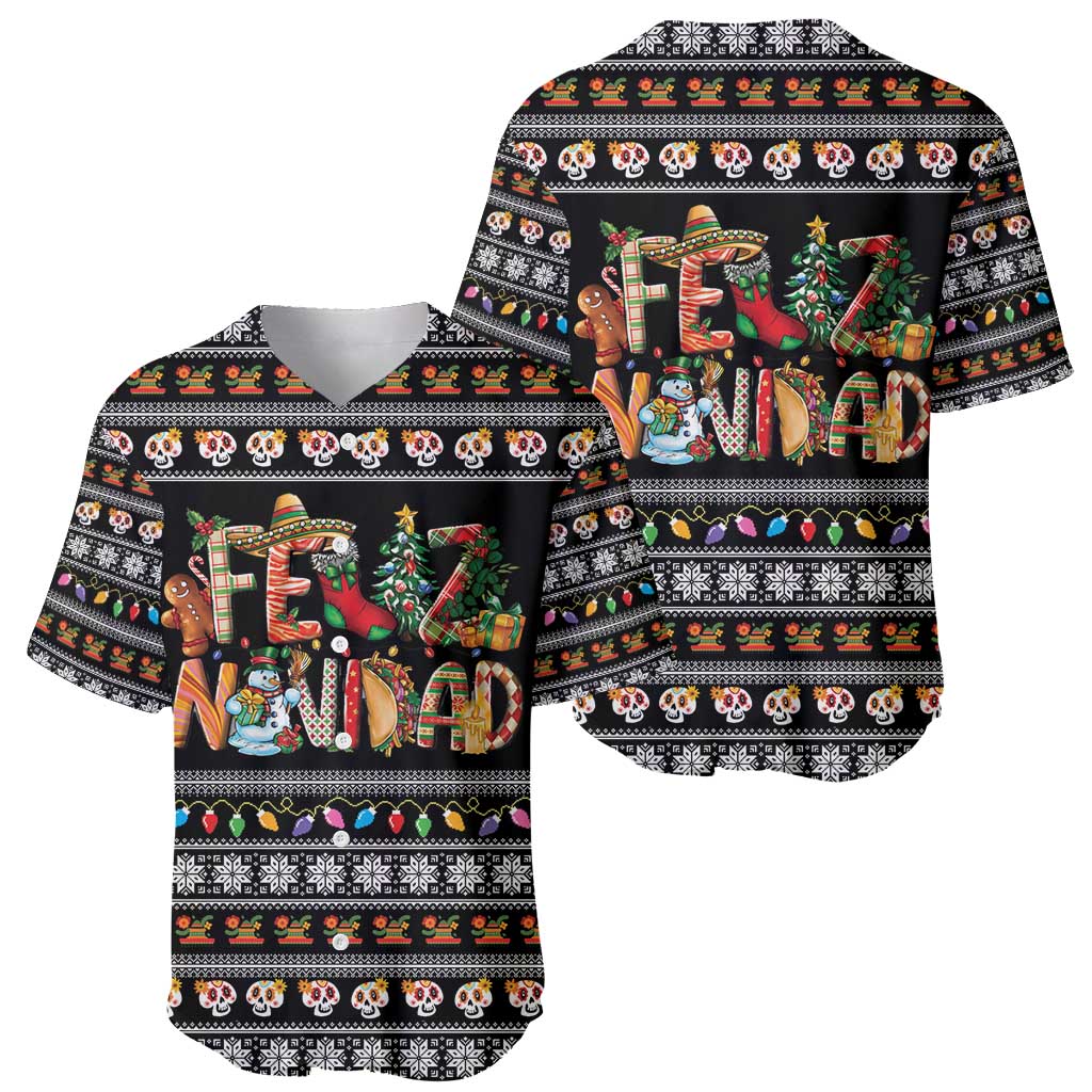 Mexican Sumbrero and Snowman Christmas Baseball Jersey Feliz Navidad Mexico - Wonder Print Shop
