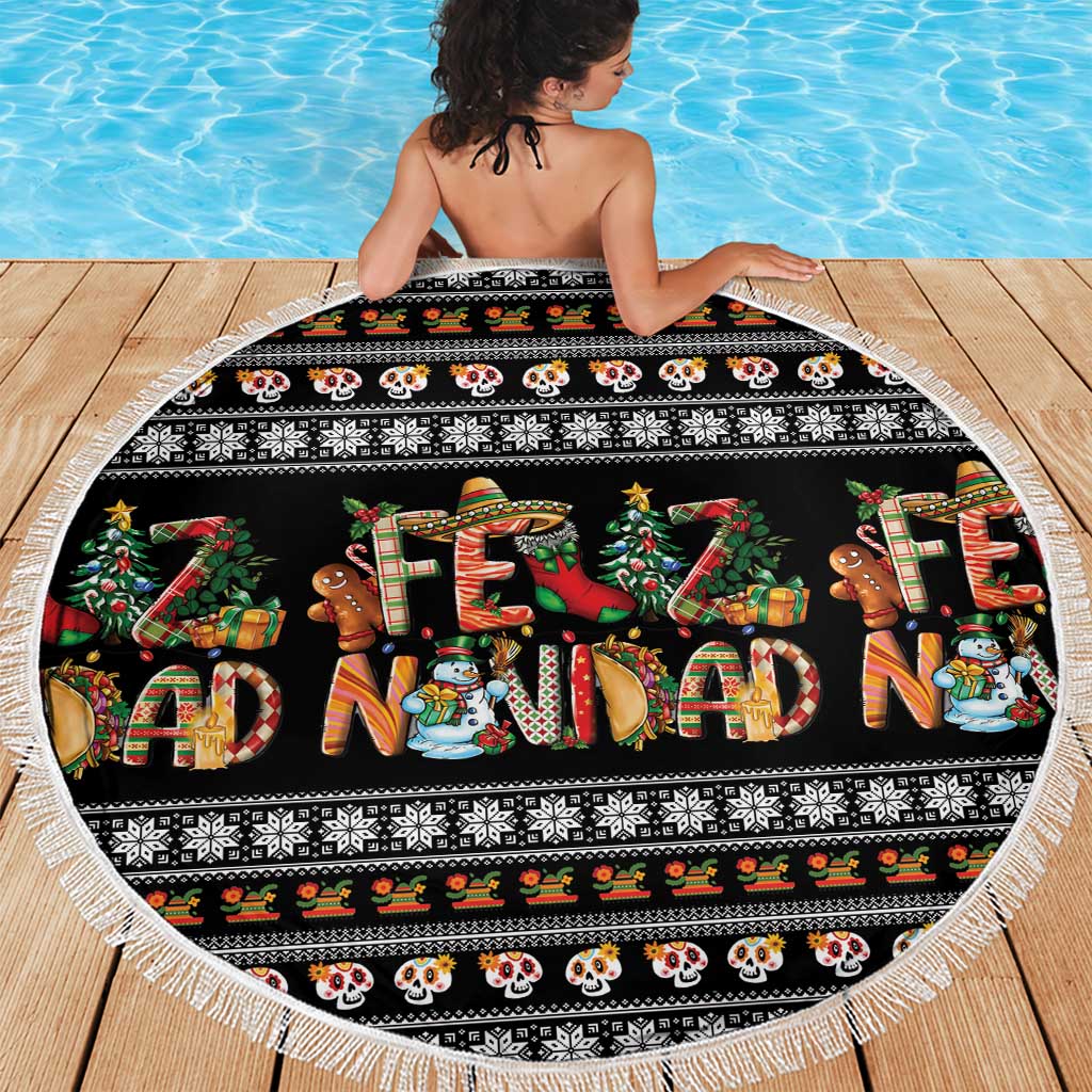 Mexican Sumbrero and Snowman Christmas Beach Blanket Feliz Navidad Mexico - Wonder Print Shop