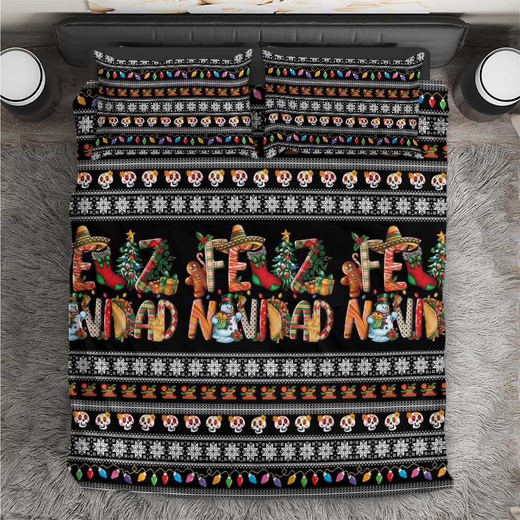 Mexican Sumbrero and Snowman Christmas Bedding Set Feliz Navidad Mexico - Wonder Print Shop