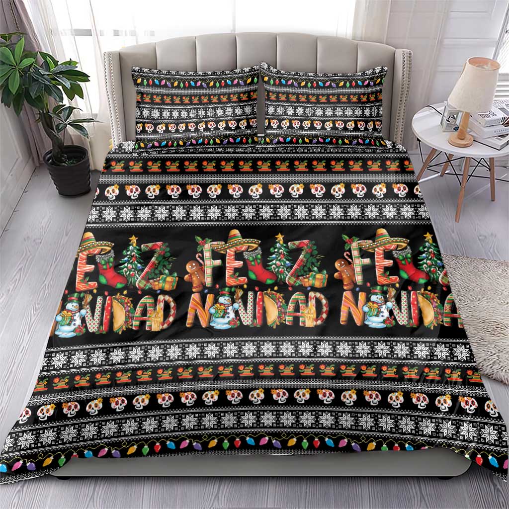 Mexican Sumbrero and Snowman Christmas Bedding Set Feliz Navidad Mexico - Wonder Print Shop
