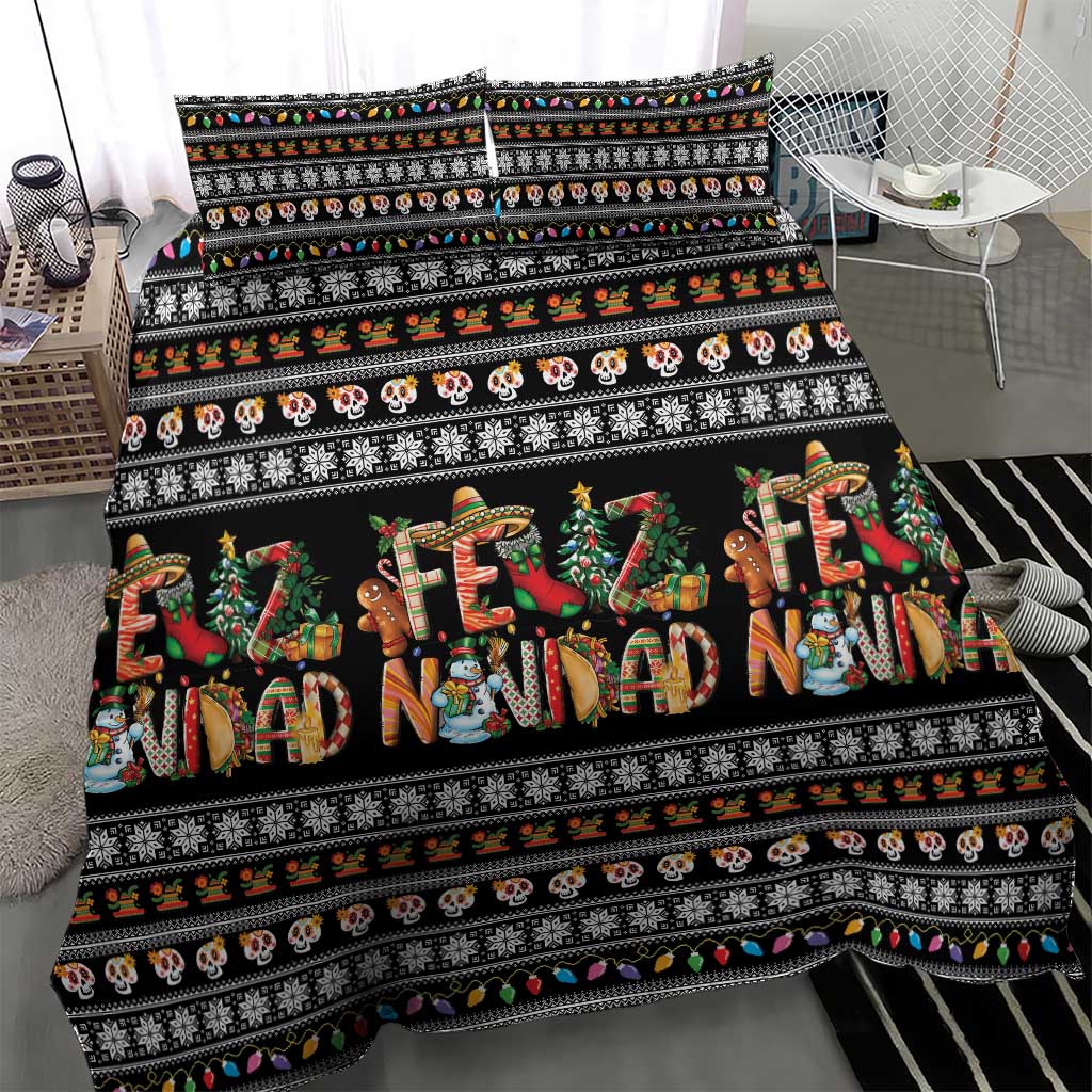 Mexican Sumbrero and Snowman Christmas Bedding Set Feliz Navidad Mexico - Wonder Print Shop