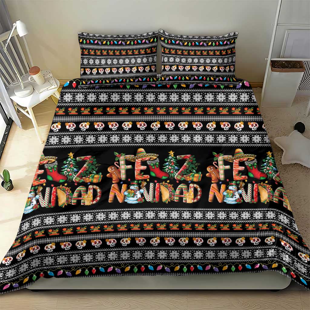 Mexican Sumbrero and Snowman Christmas Bedding Set Feliz Navidad Mexico - Wonder Print Shop