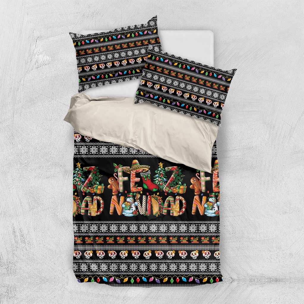 Mexican Sumbrero and Snowman Christmas Bedding Set Feliz Navidad Mexico - Wonder Print Shop