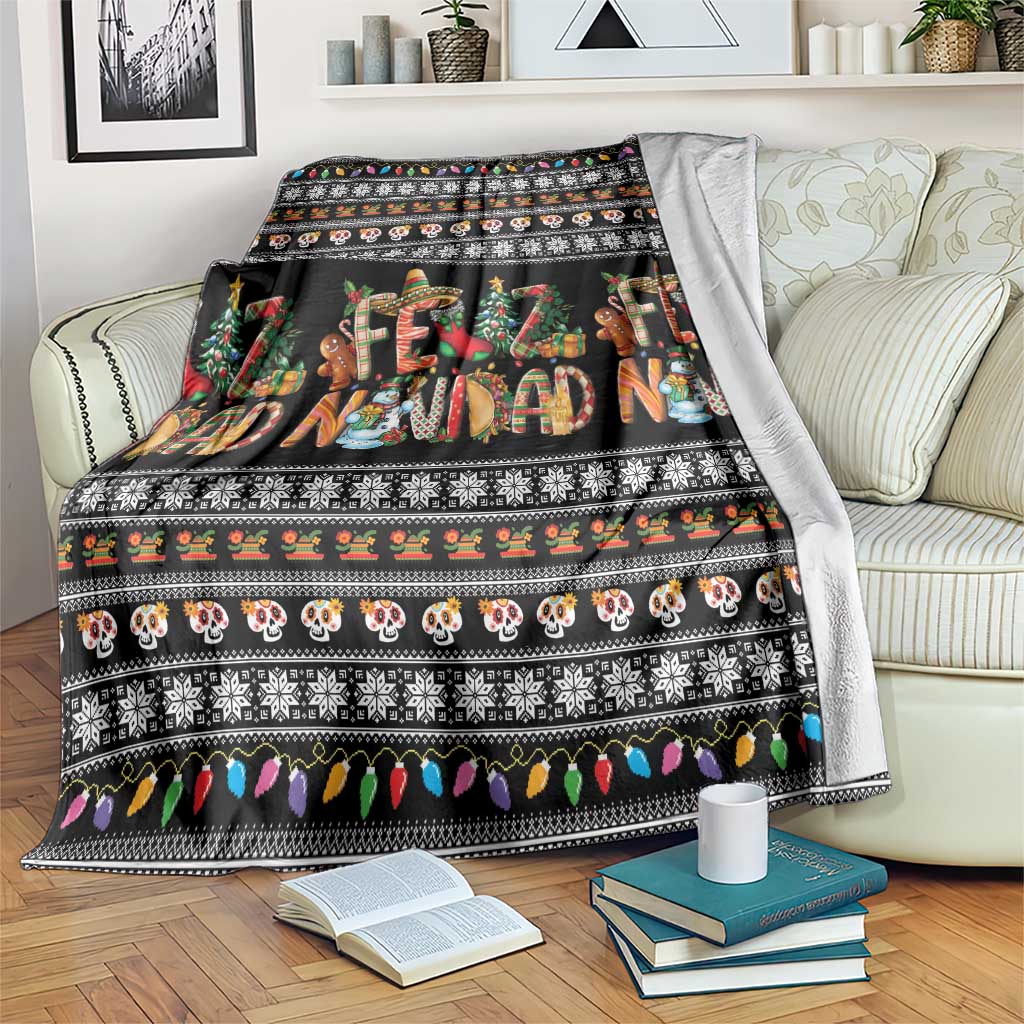 Mexican Sumbrero and Snowman Christmas Blanket Feliz Navidad Mexico - Wonder Print Shop