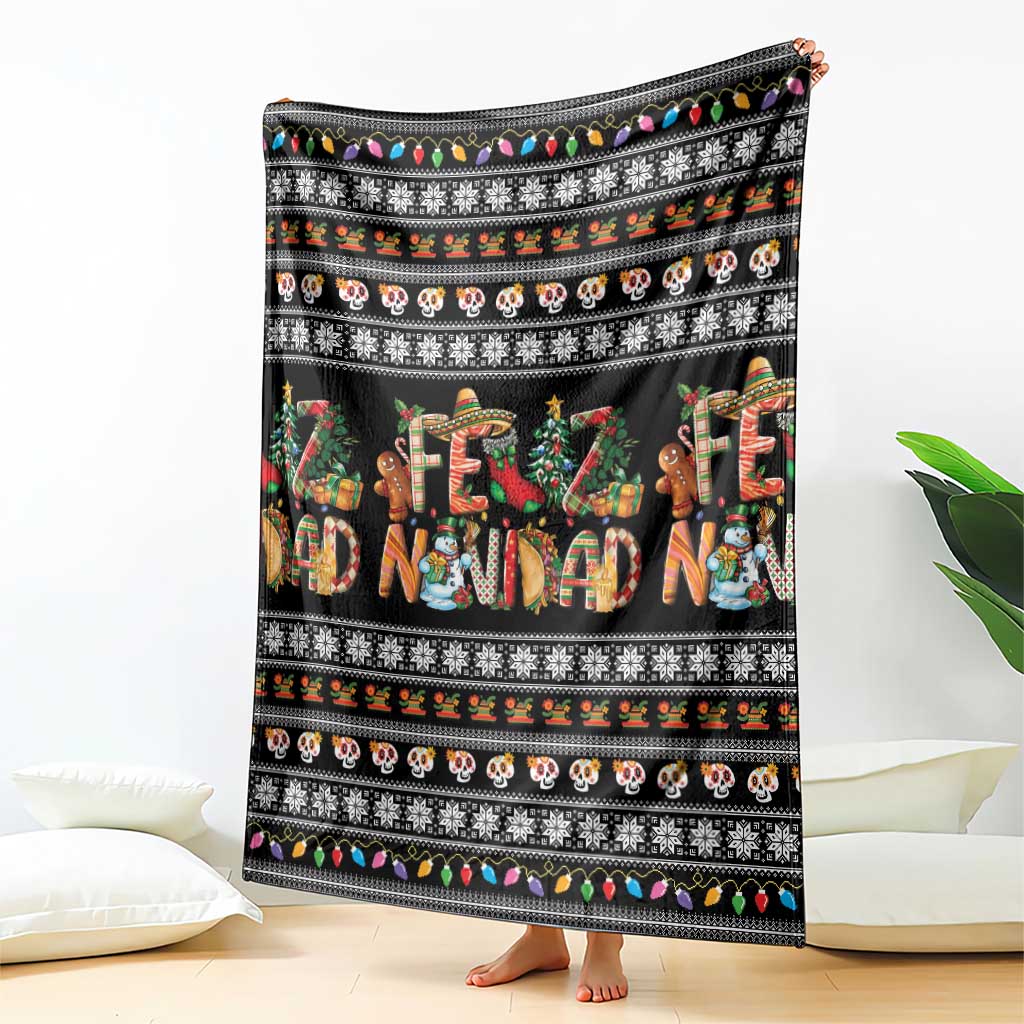 Mexican Sumbrero and Snowman Christmas Blanket Feliz Navidad Mexico - Wonder Print Shop