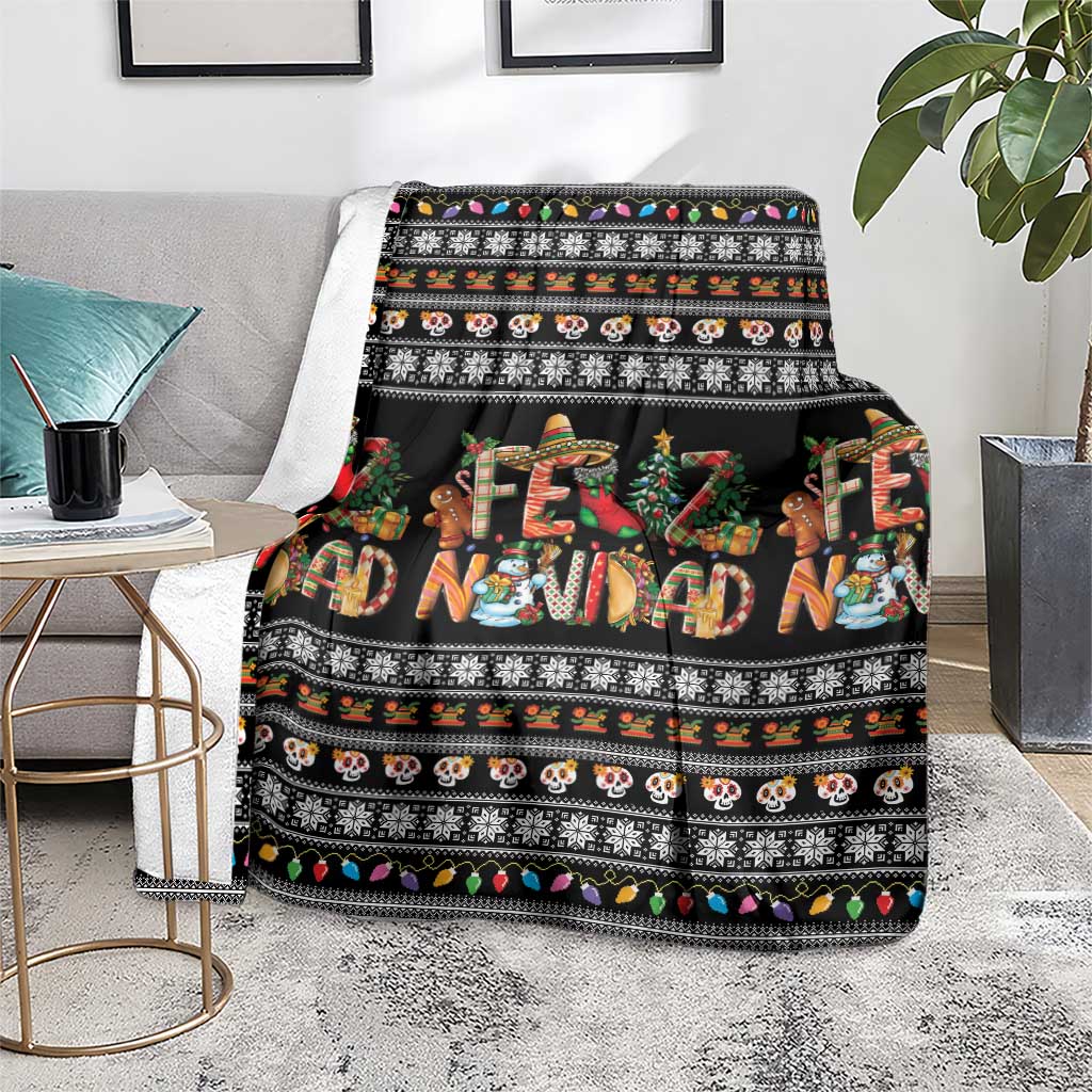 Mexican Sumbrero and Snowman Christmas Blanket Feliz Navidad Mexico - Wonder Print Shop