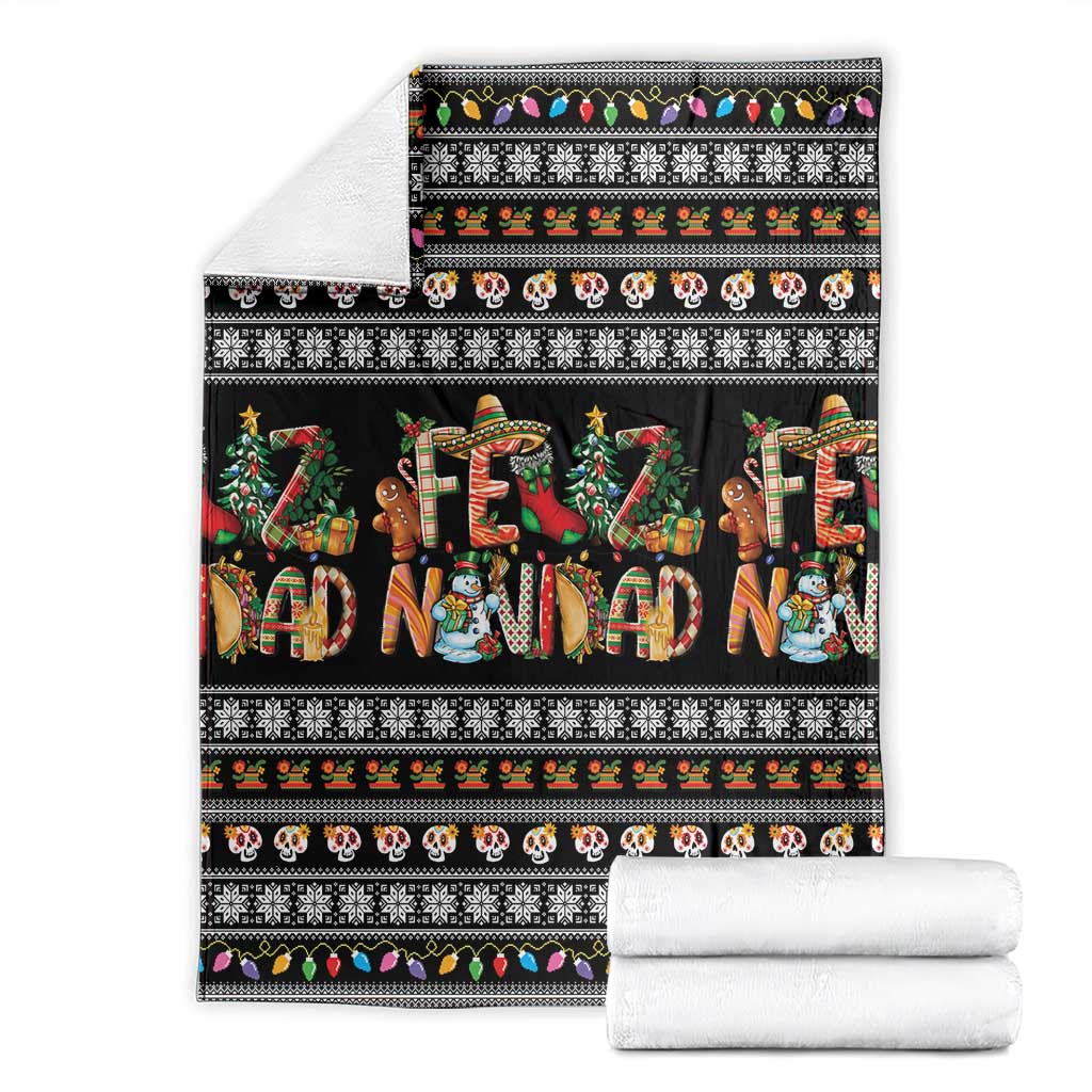 Mexican Sumbrero and Snowman Christmas Blanket Feliz Navidad Mexico - Wonder Print Shop