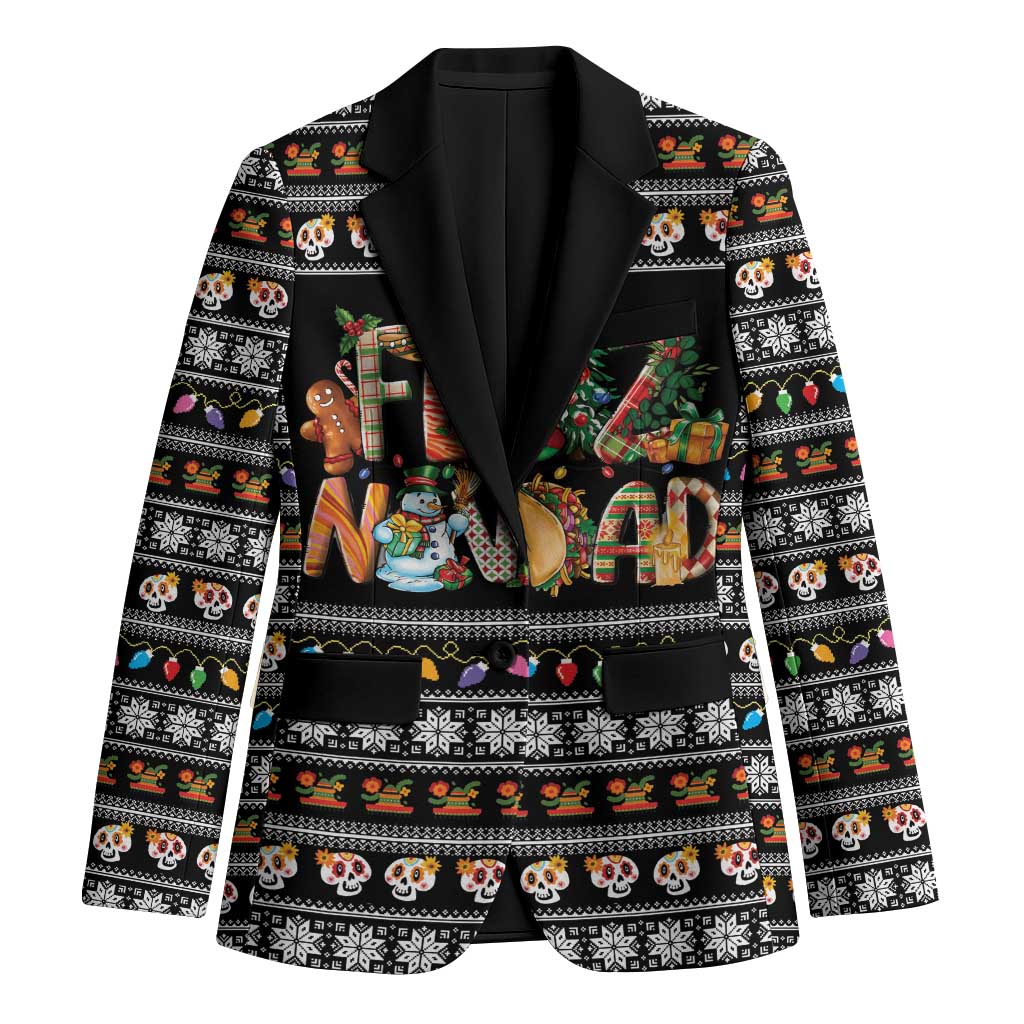 Mexican Sumbrero and Snowman Christmas Blazer Feliz Navidad Mexico - Wonder Print Shop