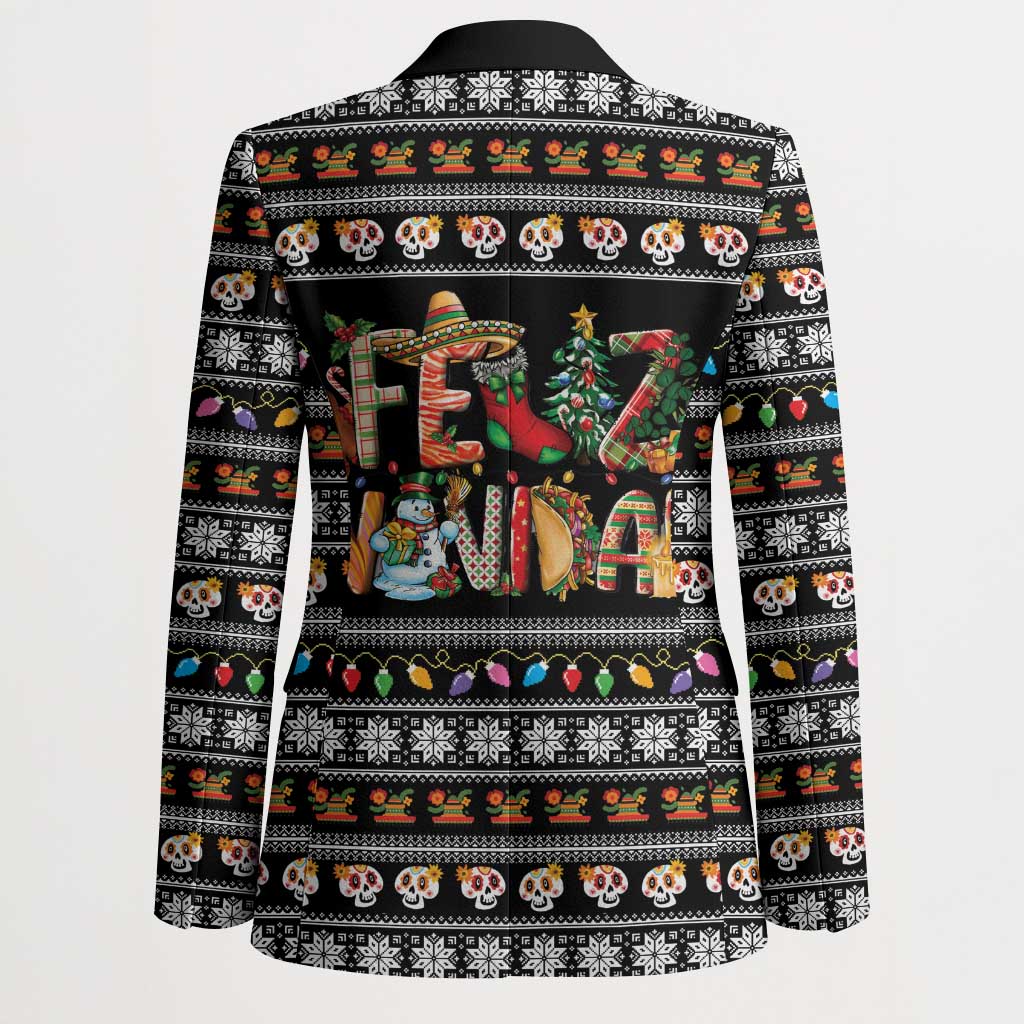 Mexican Sumbrero and Snowman Christmas Blazer Feliz Navidad Mexico - Wonder Print Shop