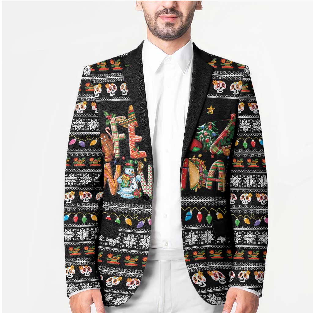 Mexican Sumbrero and Snowman Christmas Blazer Feliz Navidad Mexico - Wonder Print Shop