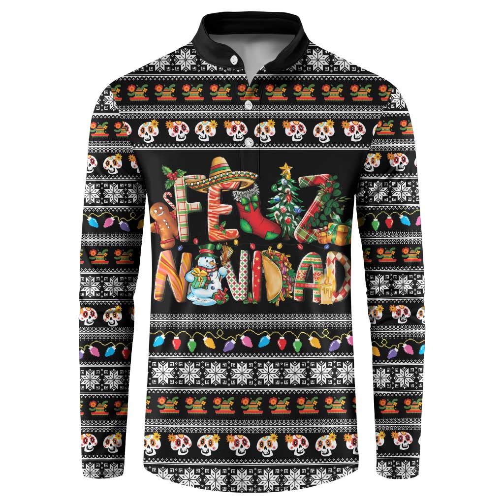 Mexican Sumbrero and Snowman Christmas Button Sweatshirt Feliz Navidad Mexico - Wonder Print Shop