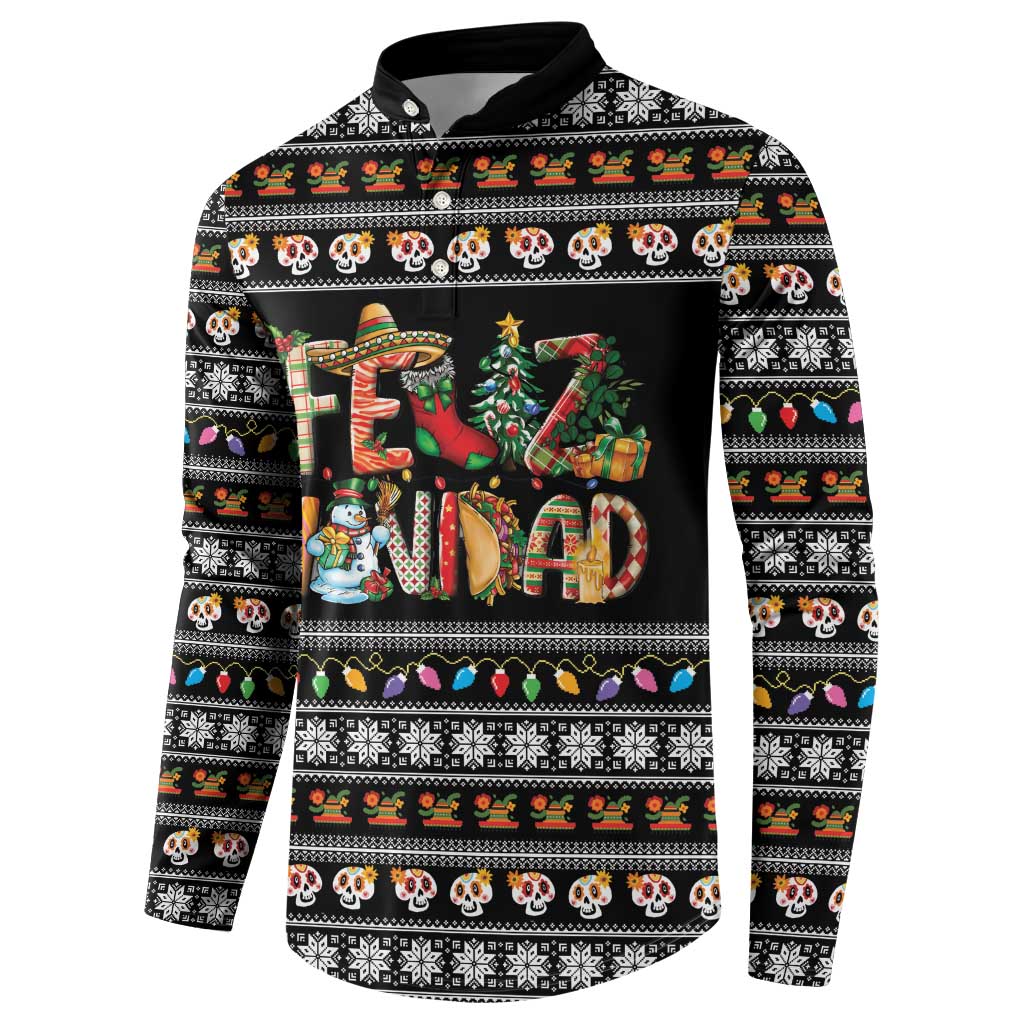 Mexican Sumbrero and Snowman Christmas Button Sweatshirt Feliz Navidad Mexico - Wonder Print Shop