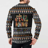 Mexican Sumbrero and Snowman Christmas Button Sweatshirt Feliz Navidad Mexico - Wonder Print Shop