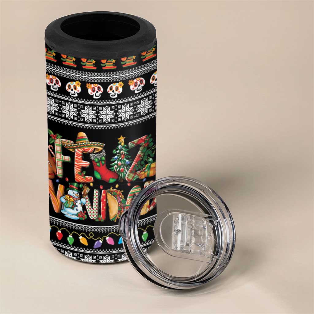 Mexican Sumbrero and Snowman Christmas 4 in 1 Can Cooler Tumbler Feliz Navidad Mexico - Wonder Print Shop