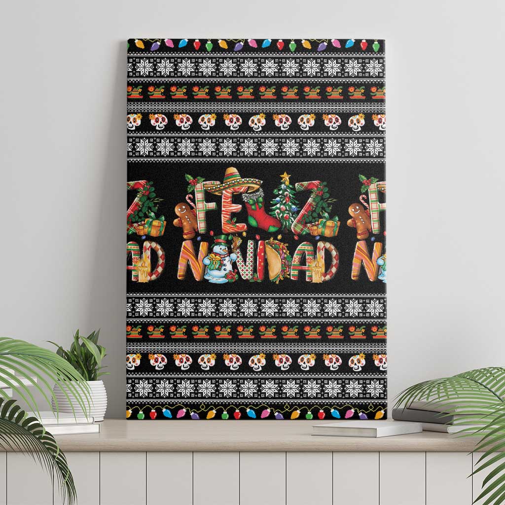 Mexican Sumbrero and Snowman Christmas Canvas Wall Art Feliz Navidad Mexico - Wonder Print Shop