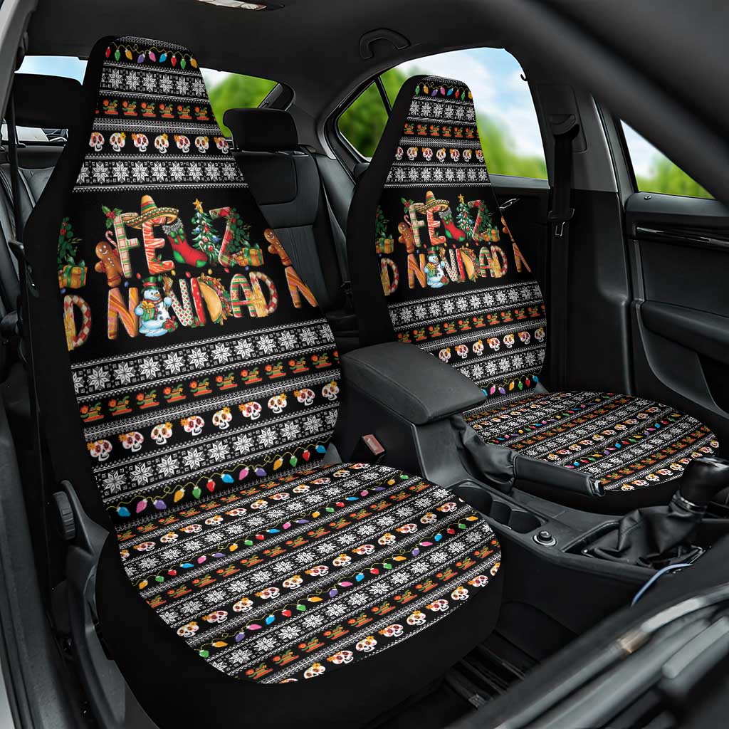 Mexican Sumbrero and Snowman Christmas Car Seat Cover Feliz Navidad Mexico - Wonder Print Shop