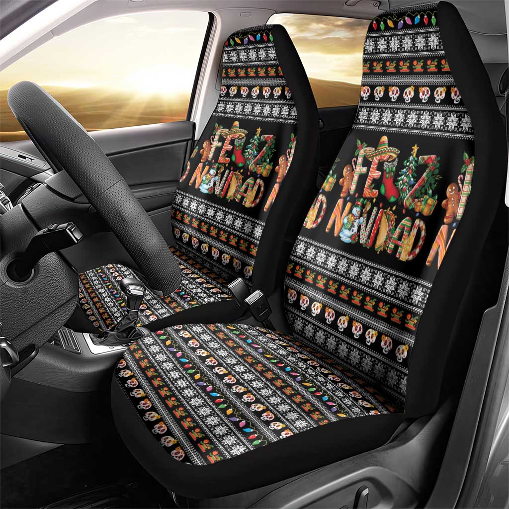 Mexican Sumbrero and Snowman Christmas Car Seat Cover Feliz Navidad Mexico - Wonder Print Shop