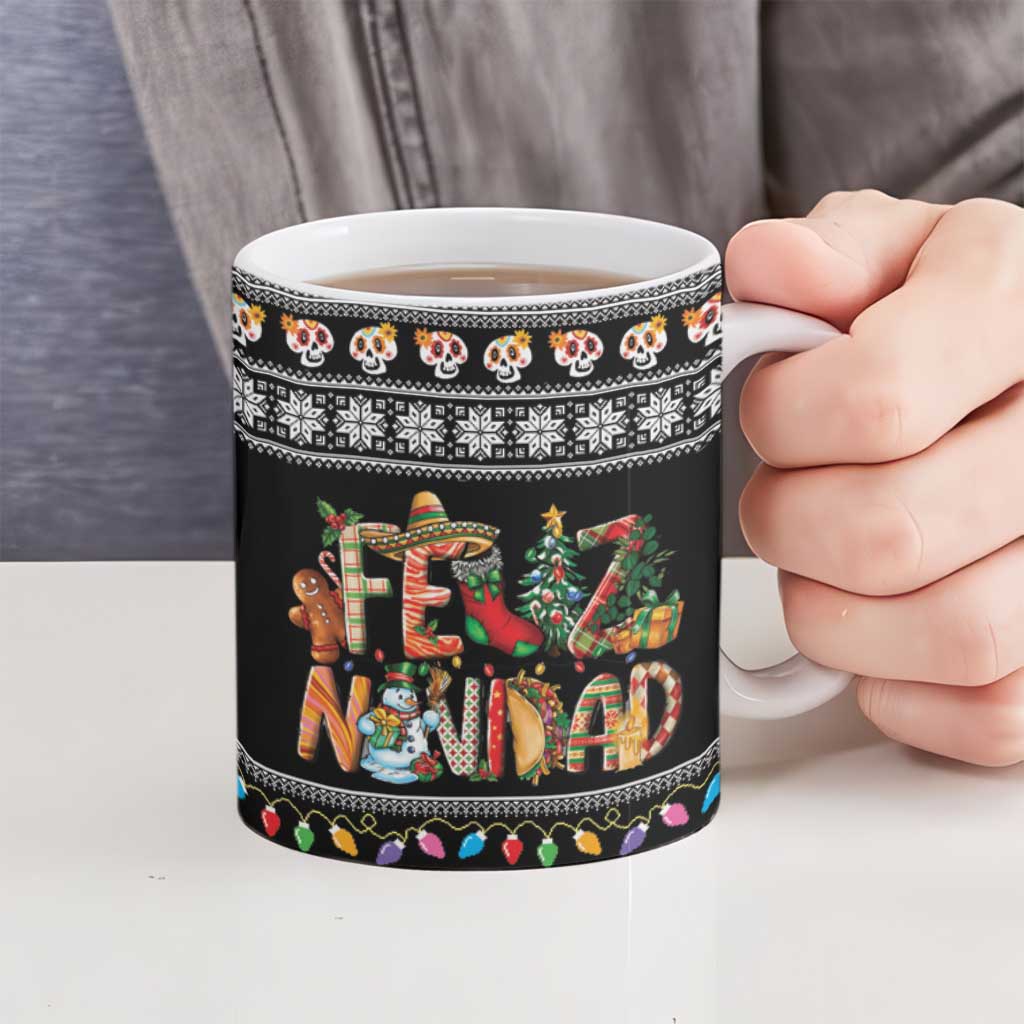 Mexican Sumbrero and Snowman Christmas Ceramic Mug Feliz Navidad Mexico - Wonder Print Shop