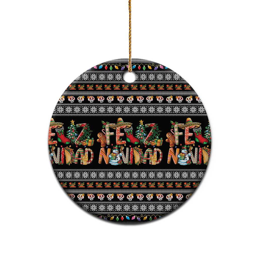 Mexican Sumbrero and Snowman Christmas Ceramic Ornament Feliz Navidad Mexico - Wonder Print Shop