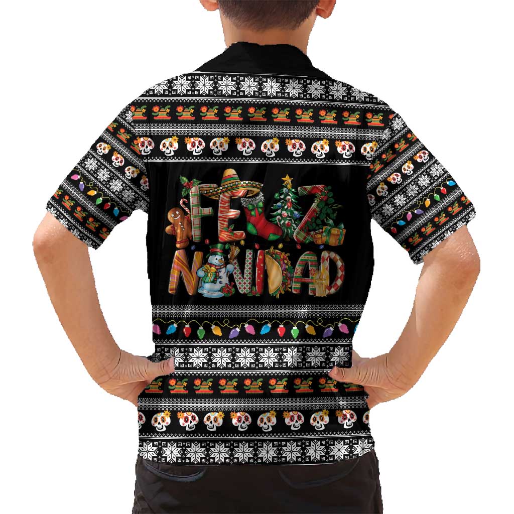Mexican Sumbrero and Snowman Christmas Family Matching Long Sleeve Bodycon Dress and Hawaiian Shirt Feliz Navidad Mexico - Wonder Print Shop