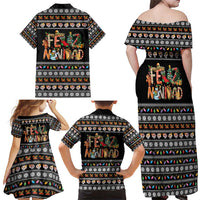 Mexican Sumbrero and Snowman Christmas Family Matching Off Shoulder Maxi Dress and Hawaiian Shirt Feliz Navidad Mexico - Wonder Print Shop