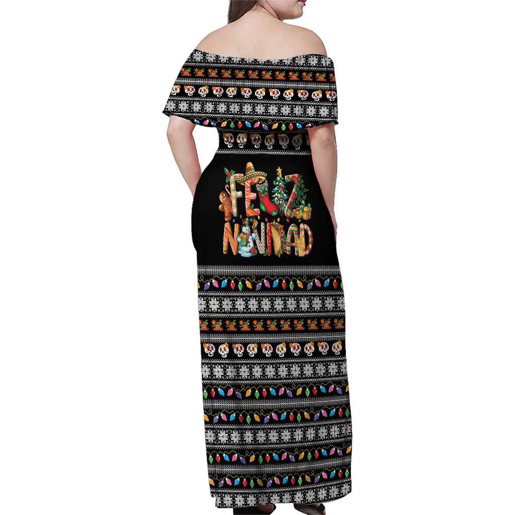Mexican Sumbrero and Snowman Christmas Family Matching Off Shoulder Maxi Dress and Hawaiian Shirt Feliz Navidad Mexico - Wonder Print Shop