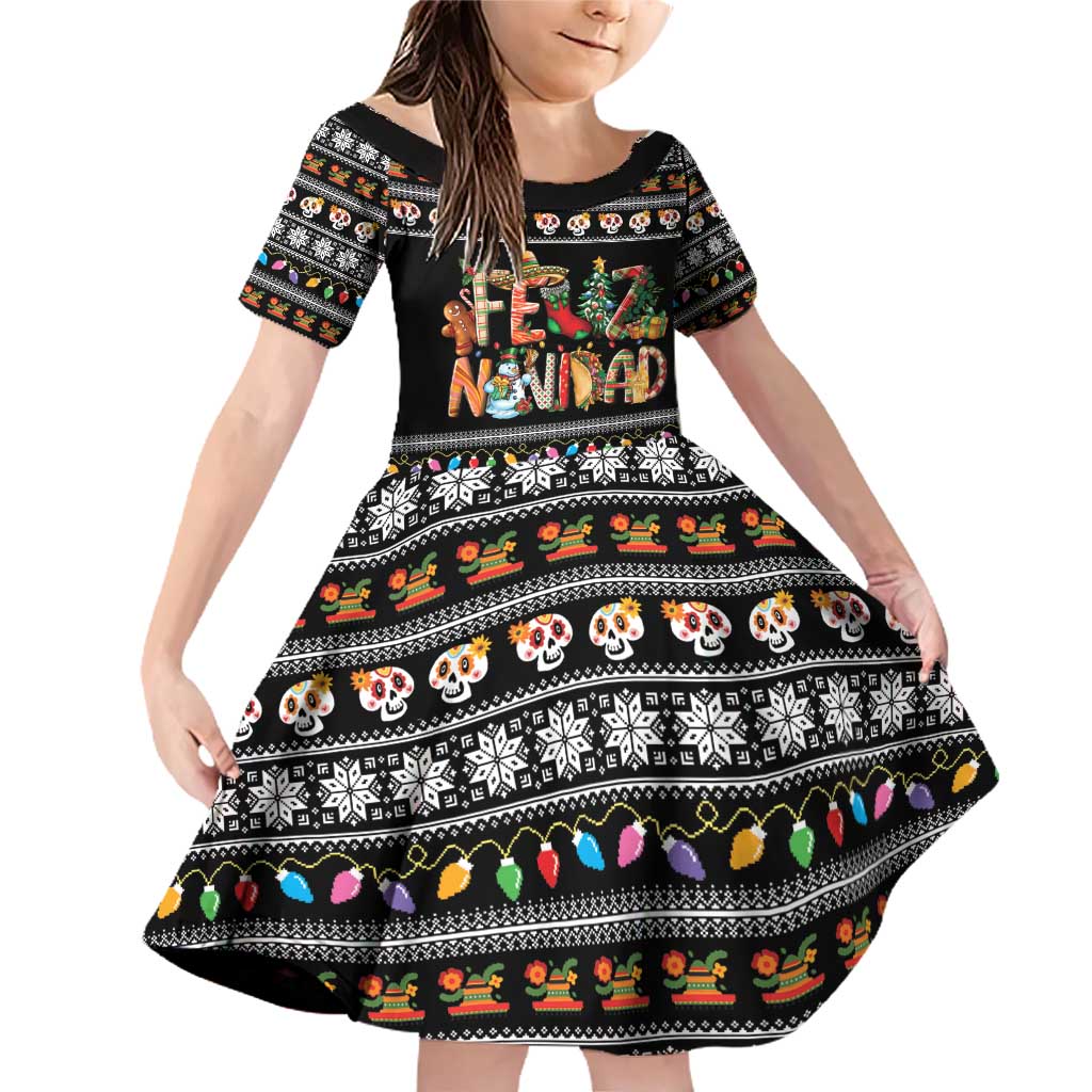 Mexican Sumbrero and Snowman Christmas Family Matching Off Shoulder Short Dress and Hawaiian Shirt Feliz Navidad Mexico - Wonder Print Shop