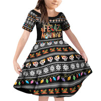 Mexican Sumbrero and Snowman Christmas Family Matching Off Shoulder Short Dress and Hawaiian Shirt Feliz Navidad Mexico - Wonder Print Shop