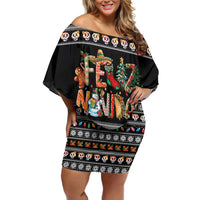 Mexican Sumbrero and Snowman Christmas Family Matching Off Shoulder Short Dress and Hawaiian Shirt Feliz Navidad Mexico - Wonder Print Shop