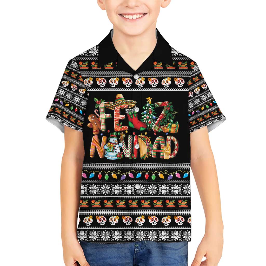 Mexican Sumbrero and Snowman Christmas Family Matching Short Sleeve Bodycon Dress and Hawaiian Shirt Feliz Navidad Mexico - Wonder Print Shop