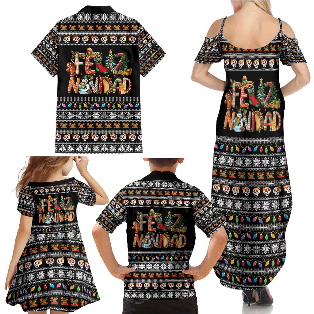 Mexican Sumbrero and Snowman Christmas Family Matching Summer Maxi Dress and Hawaiian Shirt Feliz Navidad Mexico - Wonder Print Shop