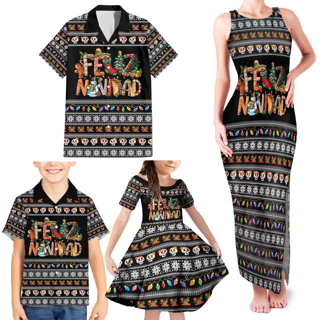 Mexican Sumbrero and Snowman Christmas Family Matching Tank Maxi Dress and Hawaiian Shirt Feliz Navidad Mexico - Wonder Print Shop