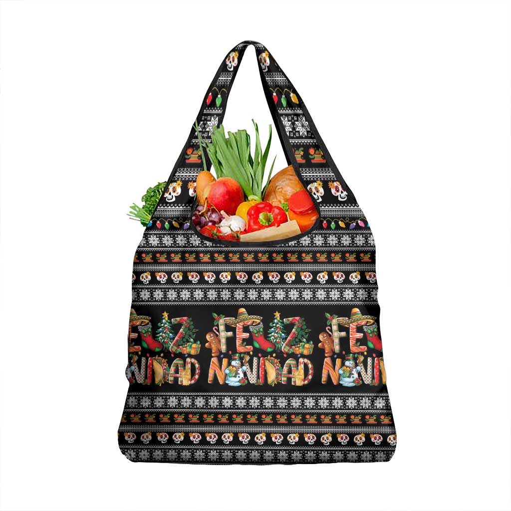 Mexican Sumbrero and Snowman Christmas Grocery Bag Feliz Navidad Mexico - Wonder Print Shop