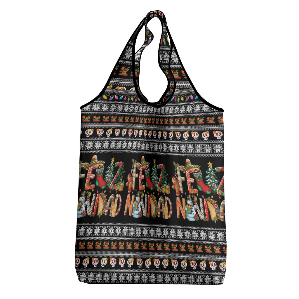 Mexican Sumbrero and Snowman Christmas Grocery Bag Feliz Navidad Mexico - Wonder Print Shop