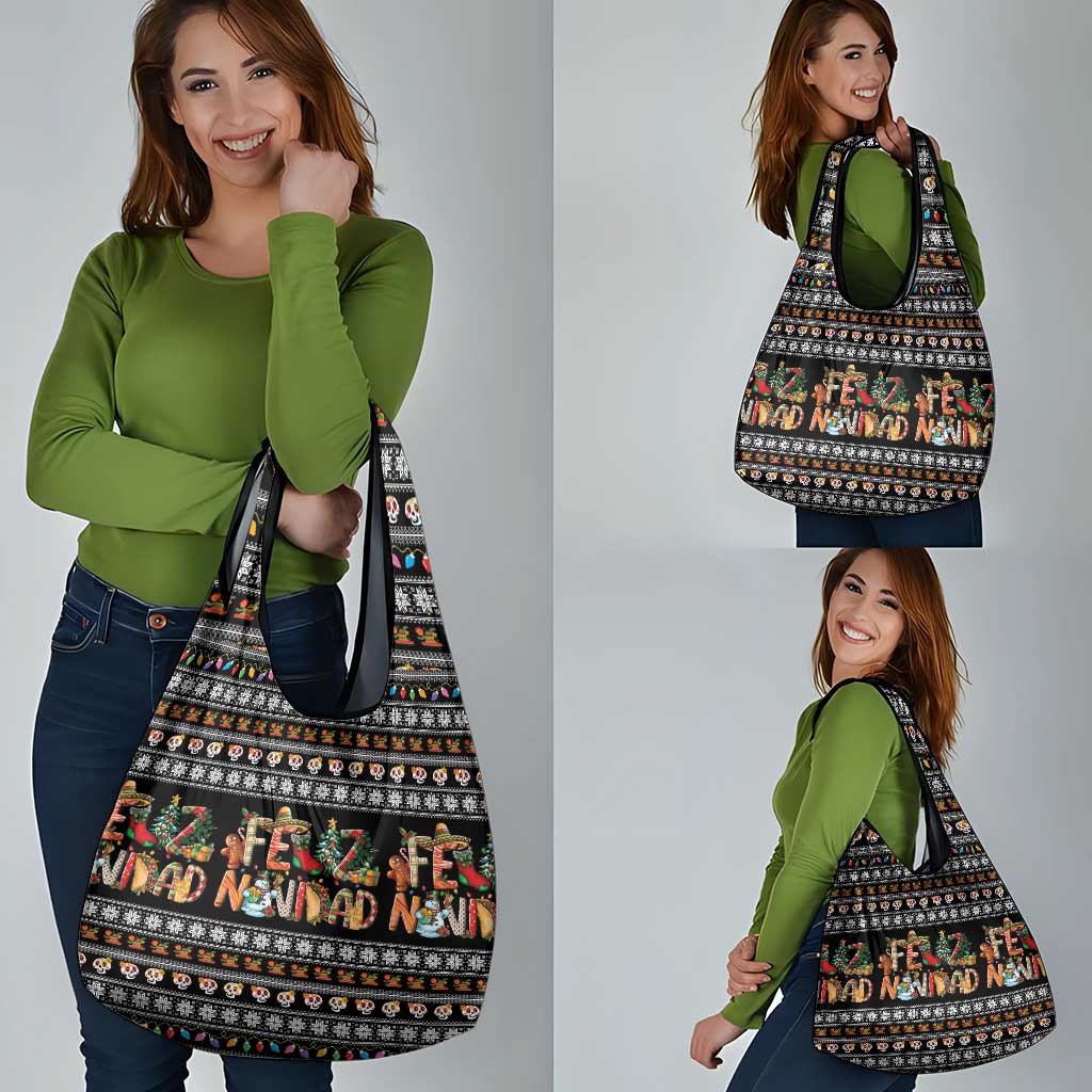 Mexican Sumbrero and Snowman Christmas Grocery Bag Feliz Navidad Mexico - Wonder Print Shop