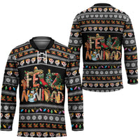 Mexican Sumbrero and Snowman Christmas Hockey Jersey Feliz Navidad Mexico - Wonder Print Shop