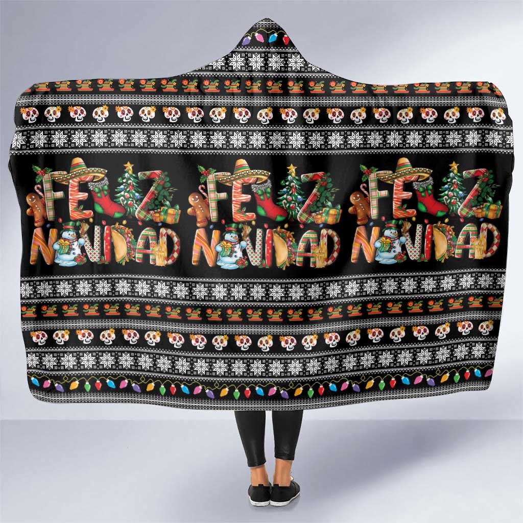 Mexican Sumbrero and Snowman Christmas Hooded Blanket Feliz Navidad Mexico - Wonder Print Shop