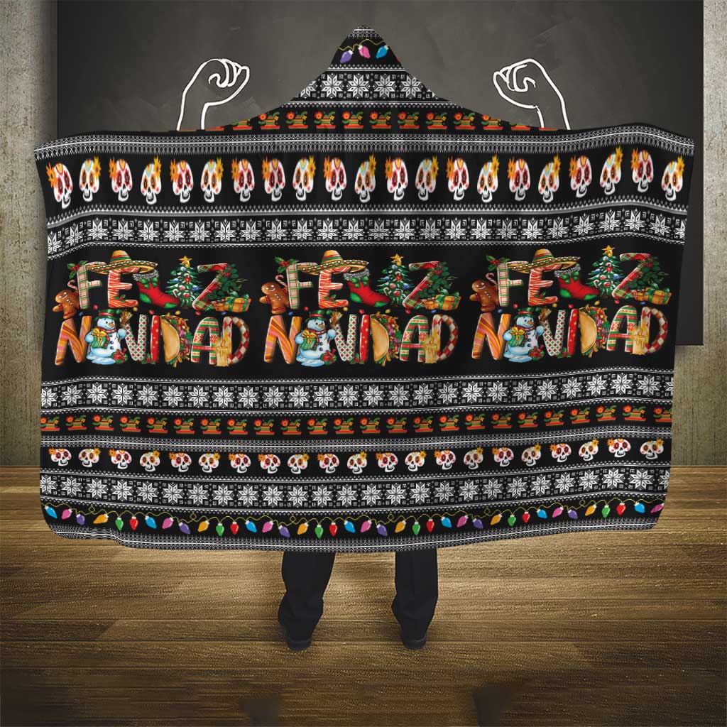 Mexican Sumbrero and Snowman Christmas Hooded Blanket Feliz Navidad Mexico - Wonder Print Shop