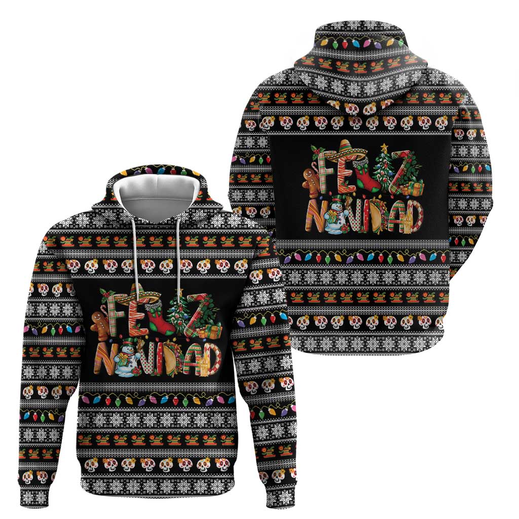 Mexican Sumbrero and Snowman Christmas Hoodie Feliz Navidad Mexico - Wonder Print Shop
