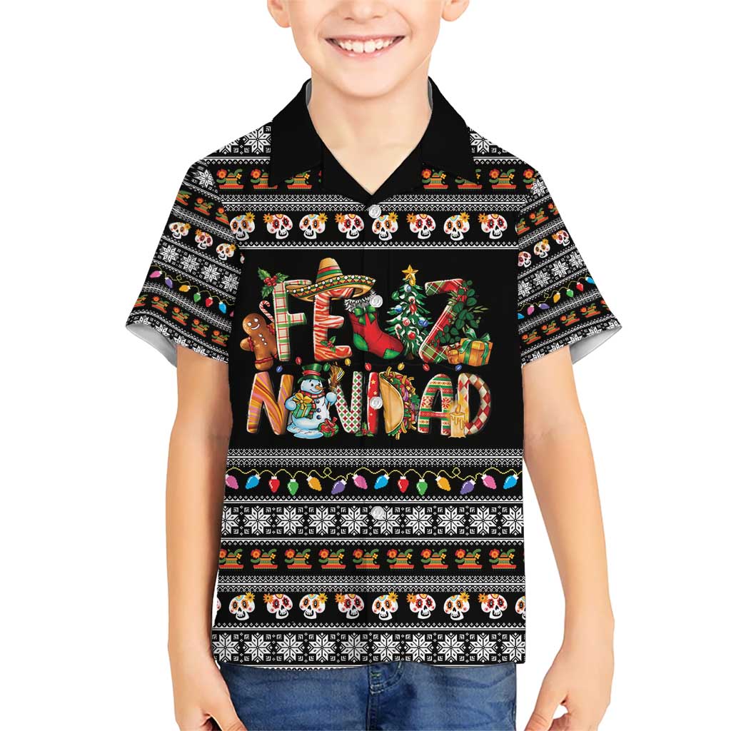 Mexican Sumbrero and Snowman Christmas Kid Hawaiian Shirt Feliz Navidad Mexico - Wonder Print Shop