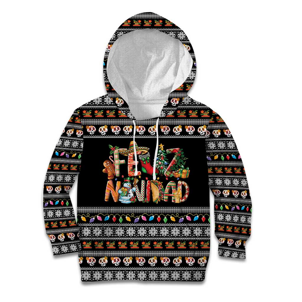 Mexican Sumbrero and Snowman Christmas Kid Hoodie Feliz Navidad Mexico - Wonder Print Shop