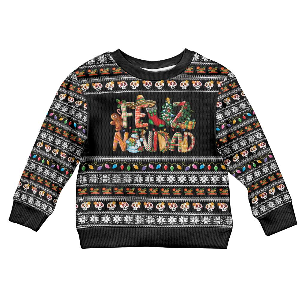 Mexican Sumbrero and Snowman Christmas Kid Ugly Christmas Sweater Feliz Navidad Mexico - Wonder Print Shop