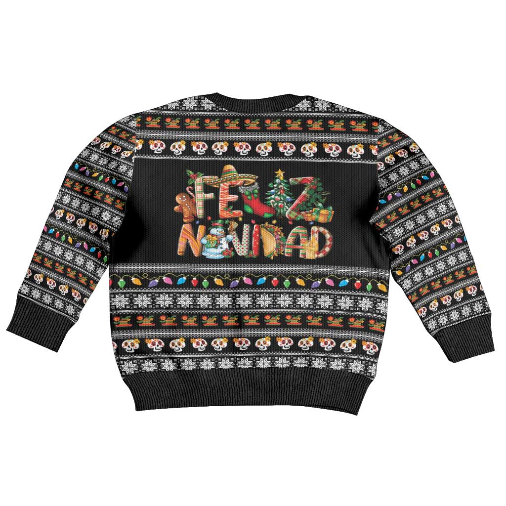 Mexican Sumbrero and Snowman Christmas Kid Ugly Christmas Sweater Feliz Navidad Mexico - Wonder Print Shop
