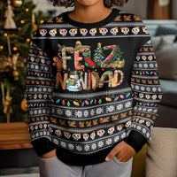 Mexican Sumbrero and Snowman Christmas Kid Ugly Christmas Sweater Feliz Navidad Mexico - Wonder Print Shop